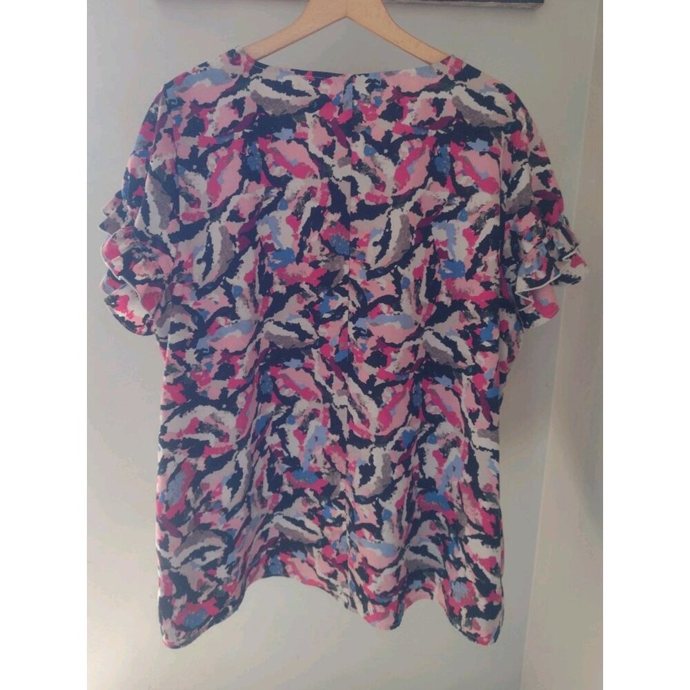 Lane Bryant Colorful Abstract Ruffle Blouse - Picture 8 of 10